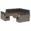 vidaXL 12-delige Loungeset met kussens poly rattan grijs