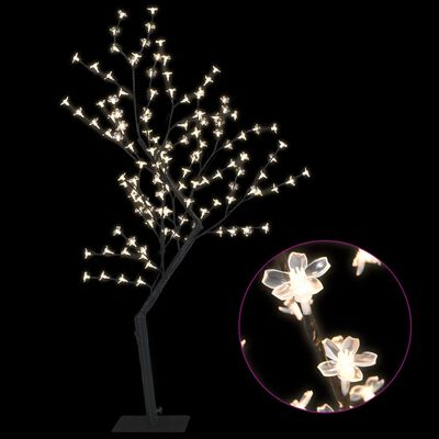 vidaXL Kerstboom 128 LED's warmwit licht kersenbloesem 120 cm