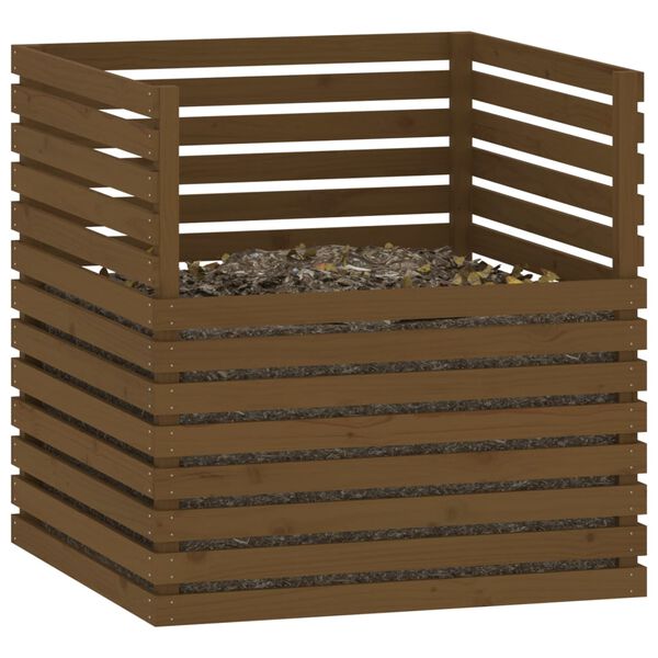 vidaXL Compostbak 100x100x102 cm massief grenenhout honingbruin