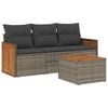vidaXL 4-delige Loungeset met kussens poly rattan grijs