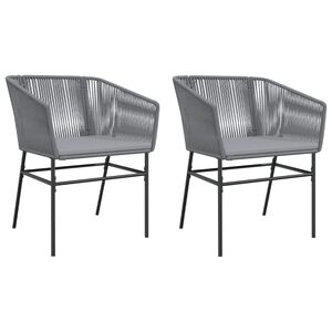 vidaXL Tuinstoelen 2 st met kussens poly rattan grijs