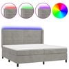 vidaXL Boxspring met matras en LED fluweel lichtgrijs 200x200 cm