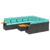vidaXL 11-delige Loungeset met kussens poly rattan zwart