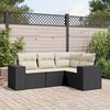 vidaXL 4-delige Loungeset met kussens poly rattan zwart