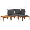 vidaXL 4 pcs Massief acaciahout & touw Naturel