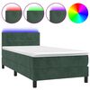 vidaXL Boxspring met matras en LED fluweel donkergroen 90x190 cm