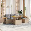 vidaXL 6-delige Loungeset met kussens poly rattan beige