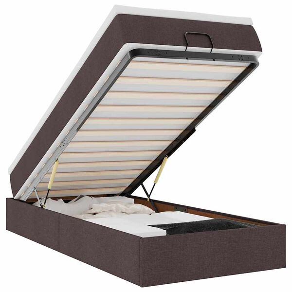 vidaXL Ottoman bed met matras 80x200cm stof donkerbruin