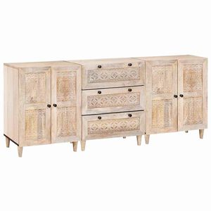vidaXL Dressoir 3 st 180 x 33,5 x 75 cm massief mangohout Wit