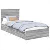 vidaXL Opslag bed met lade Grijs Sonoma 75 x 190 cm Bewerkt hout