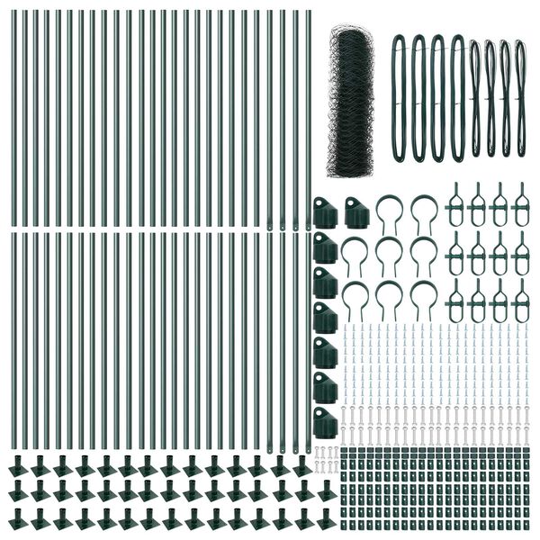 vidaXL Afrasteringspaal Groen 100 x 0,4 m (50 mm gaas) Staal en PVC