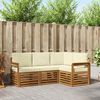 vidaXL Sofa-Sets 4 pcs Natuurlijk en Cr&egrave;me Massief Acaciahout