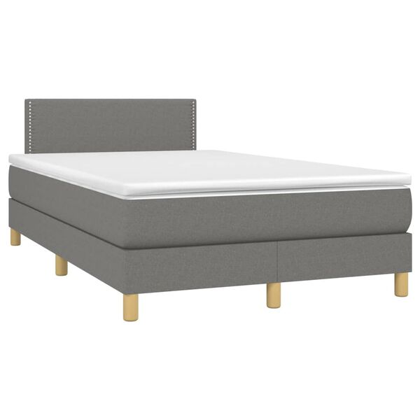 vidaXL Boxspring met matras en LED stof donkergrijs 120x200 cm