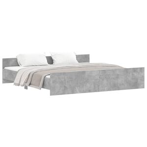 vidaXL Bedframe met hoofd- en voeteneinde betongrijs 180x200 cm