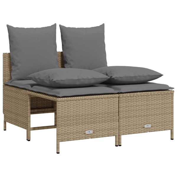 vidaXL 5-delige Loungeset met kussens poly rattan beige