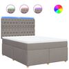 vidaXL Boxspring met matras stof taupe 140x190 cm