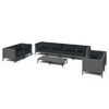 vidaXL 9-delige Loungeset met kussens poly rattan donkergrijs