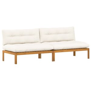 vidaXL Midden Sofaset Licht Acacia en Cr&egrave;me Wit 240 x 80 x 82 cm