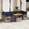 vidaXL 8-delige Loungeset met kussens poly rattan grijs