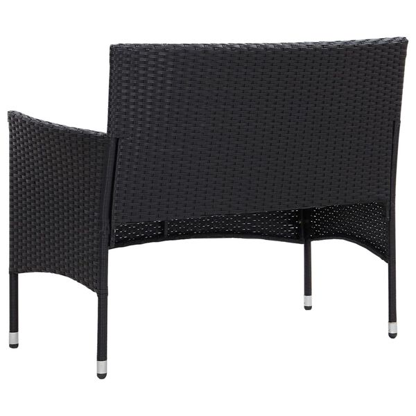 vidaXL 4-delige Loungeset met kussens poly rattan zwart