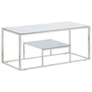 vidaXL Salontafel roestvrijstaal en gehard glas zilverkleurig