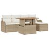 vidaXL Tuinbankenset met kussen 6 pcs Beige en Cr&egrave;me poly rattan