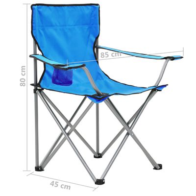vidaXL Campingtafel en -stoelenset blauw 3-delig