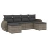 vidaXL 6-delige Loungeset met kussens poly rattan grijs