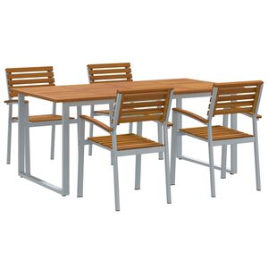 vidaXL Tuin eettafelset 5 st Grijs Massief Acaciahout
