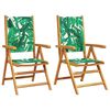 vidaXL Opklapbare stoelen (2 stuks) met bladmotief, gemaakt van massief acaciahout en bekleed met stof.