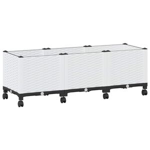 vidaXL Tuinschaal met wielen Wit 120 x 40 x 48 cm PP