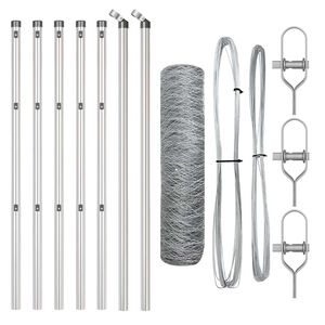 vidaXL zeshoekig gaashek met grondbevestiging 10 x 0,5 m zilver Mesh