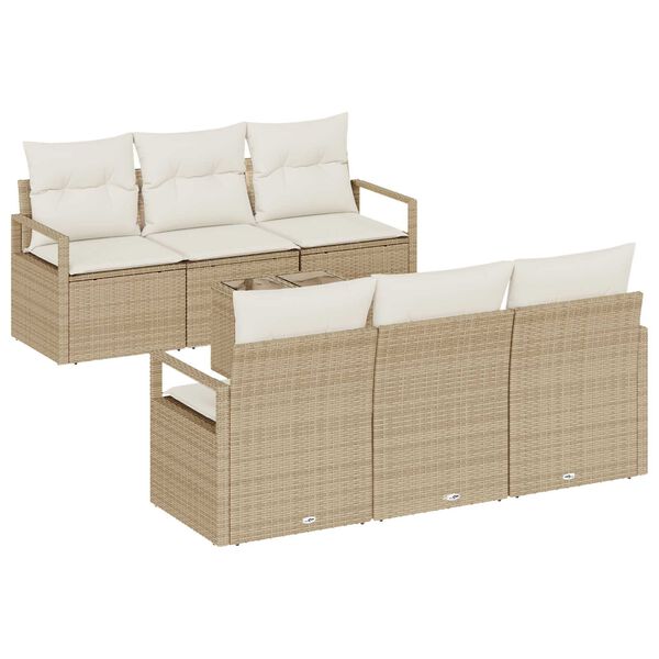 vidaXL Bankstel 7 pcs Beige en Cr&egrave;me poly rattan