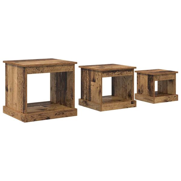vidaXL Salontafel 3 pcs Oud Hout Bewerkt hout