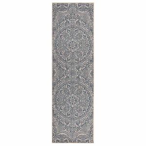 vidaXL Buitenkleed met patroon platgeweven 80x250 cm blauw