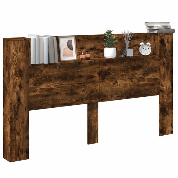 vidaXL Hoofdbord Kast met LED Gerookte Eik 180 x 16,5 x 103,5 cm