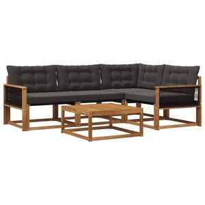 vidaXL Buiten bankenset met kussen 5 pcs Naturel en Zwart