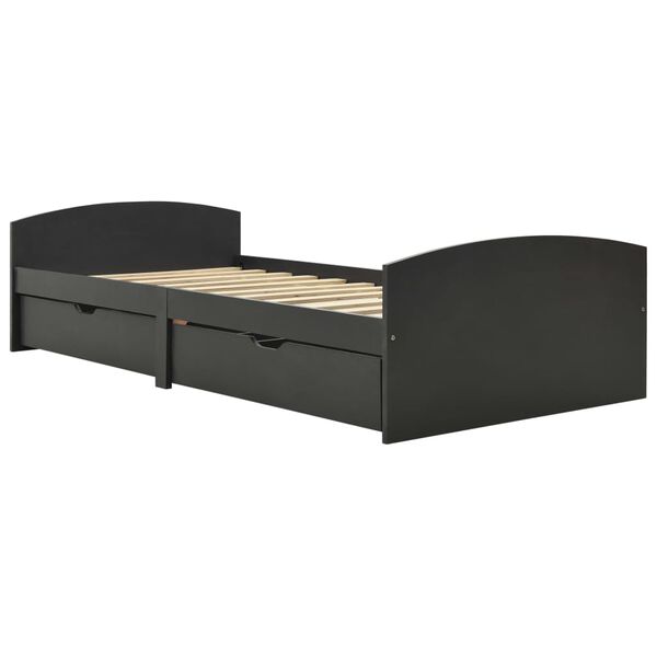 vidaXL Bedframe met 2 lades massief grenenhout grijs 90x200 cm