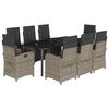 vidaXL 9-delige Tuinset met kussens poly rattan grijs