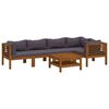 vidaXL 6-delige Loungeset met kussens massief acaciahout