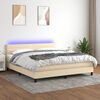 vidaXL Boxspring met matras en LED stof cr&egrave;mekleurig 180x200 cm