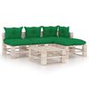 vidaXL 5-delige Loungeset met kussens pallet grenenhout