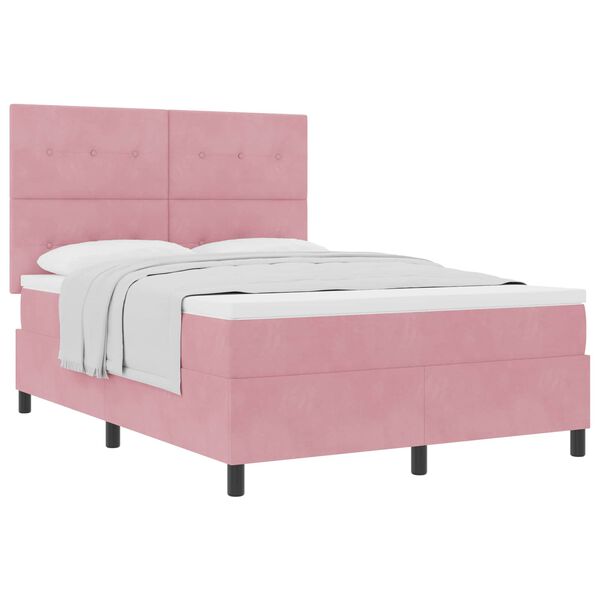 vidaXL Boxspringbed met matras Roze 140 x 200 cm Fluweel