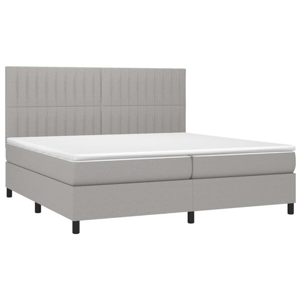vidaXL Boxspring met matras en LED stof lichtgrijs 200x200 cm