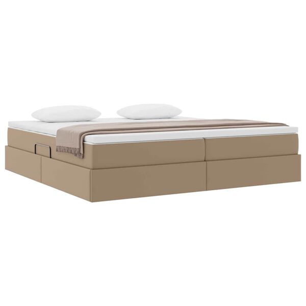 vidaXL Opslag bed met matras Cappuccino 200 x 200 cm Nep Leer