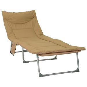 vidaXL Opvouwbare zonnebed met kussen Beige