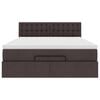 vidaXL Ottoman bed met matras 140x200cm stof donkerbruin