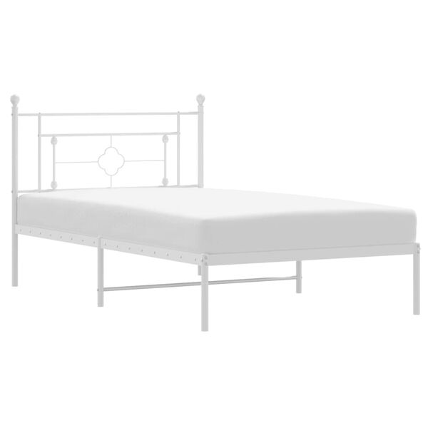 vidaXL Bedframe met hoofdbord metaal wit 107x203 cm