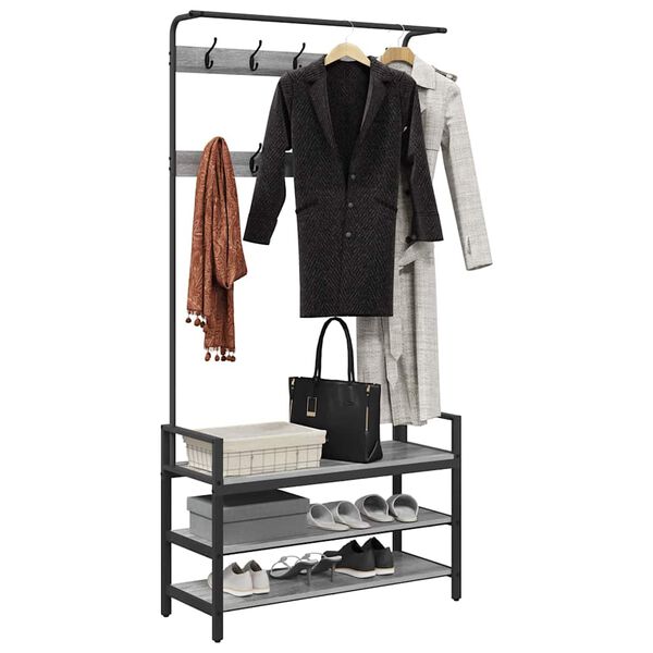 vidaXL Kapstok met plank Grijs Sonoma 95 x 34 x 184 cm Bewerkt hout