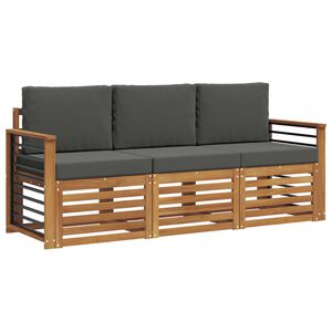 vidaXL Sofa-Sets 3 pcs Natuurlijk en Antraciet Massief Acaciahout